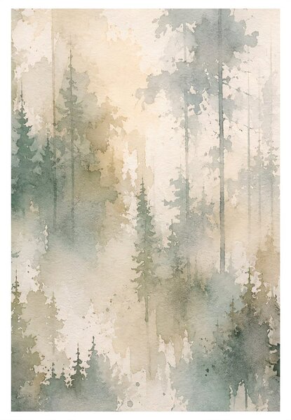 Quadro su tela – Abeti silenziosi nella nebbia mattutina