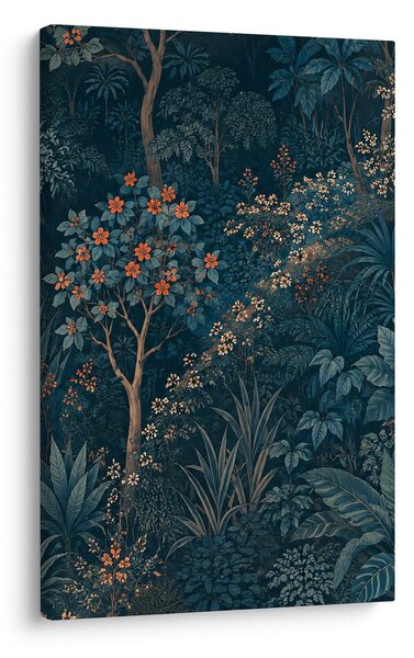 Quadro su tela – Foresta botanica scura con fiori
