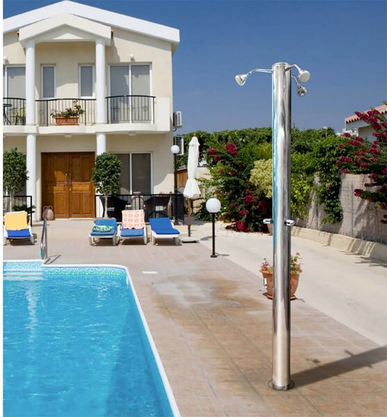 Doccia da Giardino Tripla 3 Rubinetti e Lavapiedi ATI Docce MUL-3R Inox Anodizzato