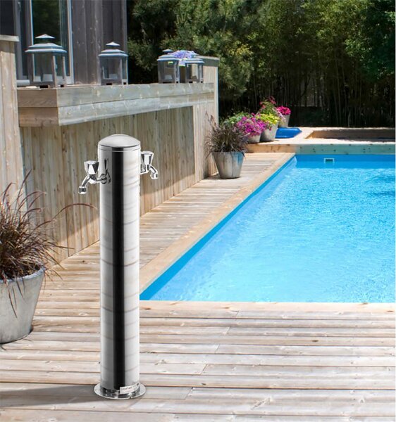 Doccetta Lavapiedi da Giardino con 2 Rubinetti ATI Docce LAV 2R Inox Anodizzato