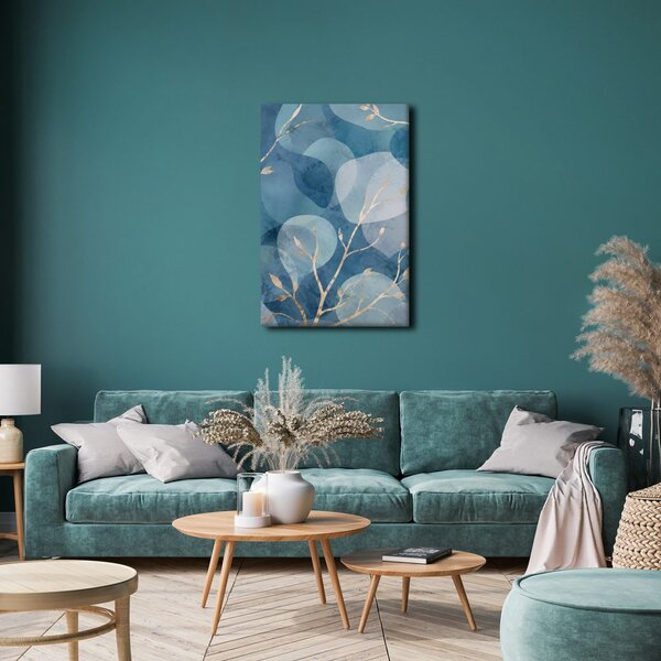 Quadro su tela – Ramoscelli delicati su sfondo azzurro