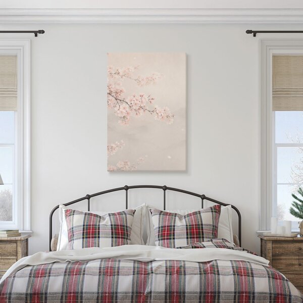 Quadro su tela – Fiori di ciliegio rosa nella foschia