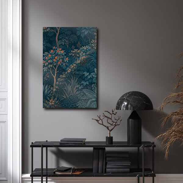 Quadro su tela – Foresta botanica scura con fiori