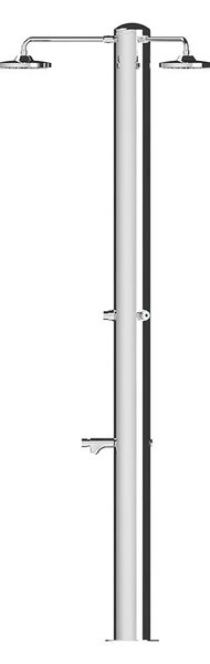 Doccia da Giardino Tripla 3 Temporizzatori e Lavapiedi ATI Docce MUL-3P Inox Anodizzato