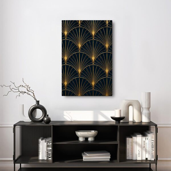 Quadro su tela – Geometria elegante in oro