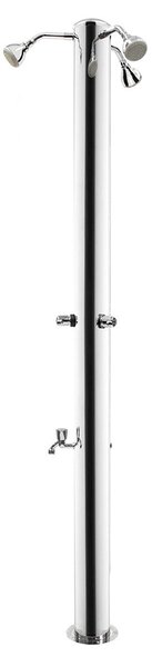 Doccia da Giardino Tripla 3 Rubinetti e Lavapiedi ATI Docce MUL-3R Inox Anodizzato