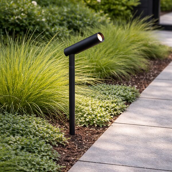 Faretto da giardino moderno 12V nero 10cm incl. LED IP65 - Voltaire Lino
