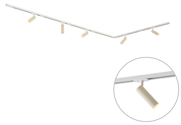 Sistema di illuminazione a binario moderno con 5 faretti bianco e beige monofase GU10 35mm - Iconic Jeana Luxe