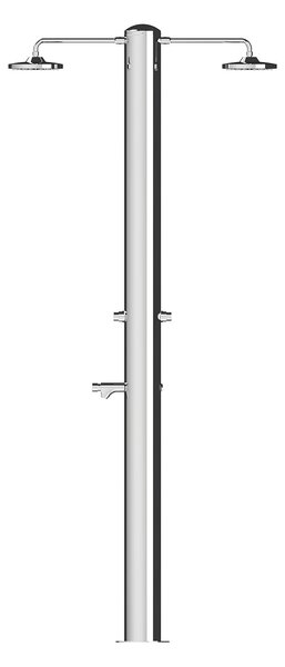 Doccia da Giardino Doppia 2 Temporizzatori e Lavapiedi ATI Docce MUL-2P Inox Anodizzato