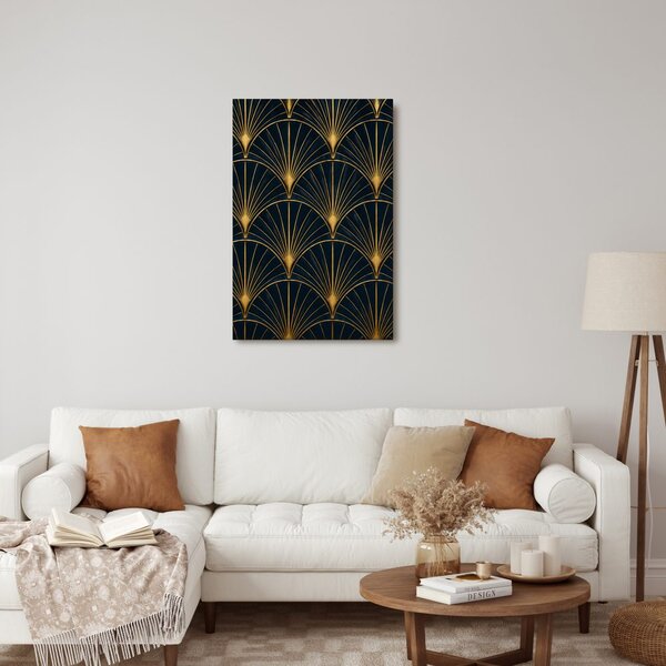 Quadro su tela – Geometria elegante in oro