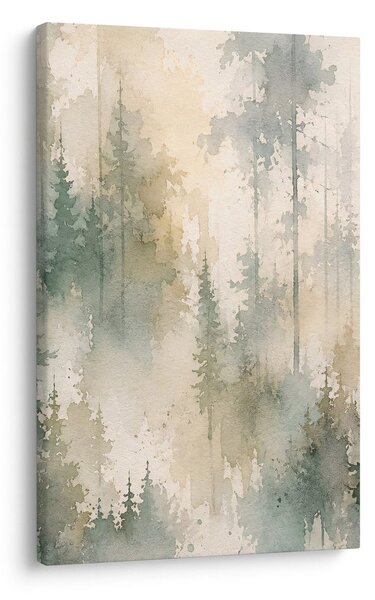 Quadro su tela – Abeti silenziosi nella nebbia mattutina