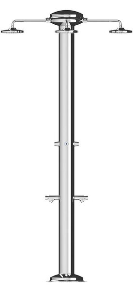Doccia da Giardino Quadrupla 4 Temporizzatori e 2 Lavapiedi ATI Docce MUL-4P Inox Anodizzato