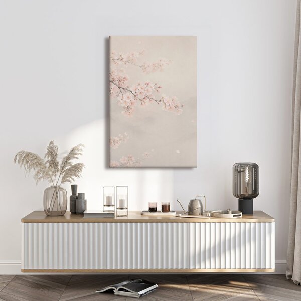 Quadro su tela – Fiori di ciliegio rosa nella foschia