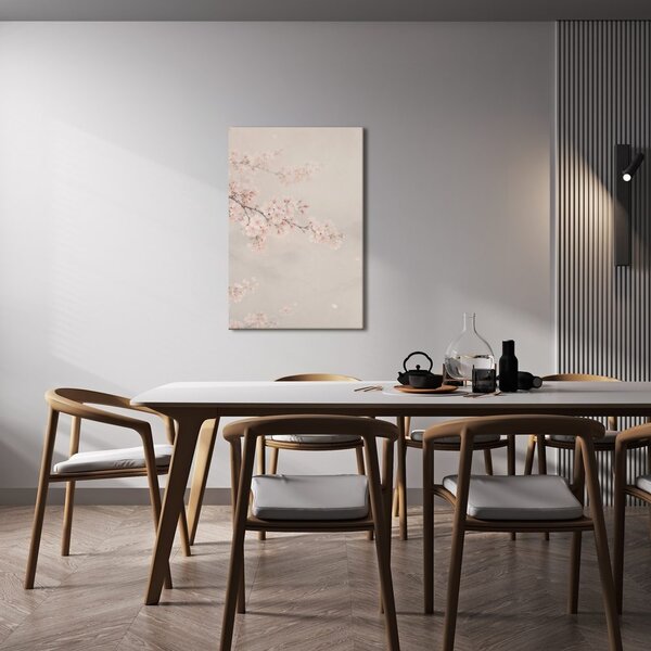 Quadro su tela – Fiori di ciliegio rosa nella foschia