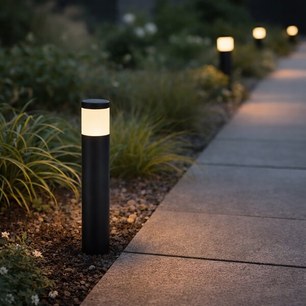 Lampioncino da esterno moderno 12V nero con LED IP65 - Voltaire Palo