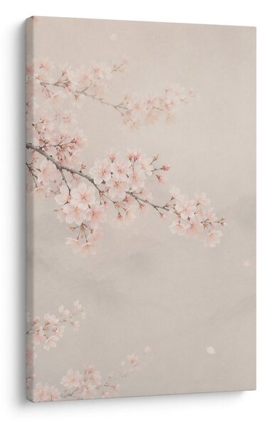 Quadro su tela – Fiori di ciliegio rosa nella foschia