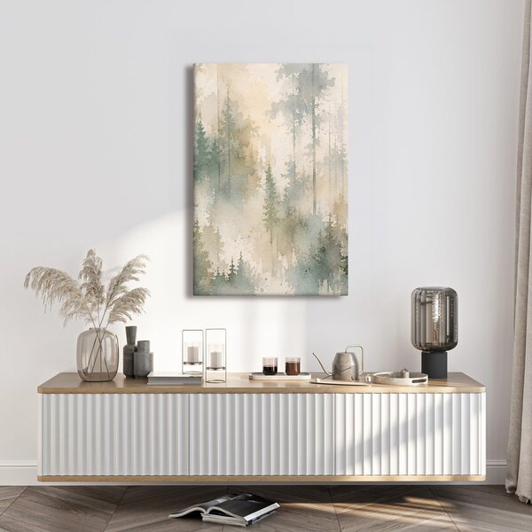 Quadro su tela – Abeti silenziosi nella nebbia mattutina