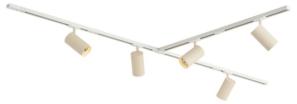 Sistema di illuminazione a binario moderno con 5 faretti bianco e beige 1-Fase GU10 70mm - Iconic Jeana Luxe
