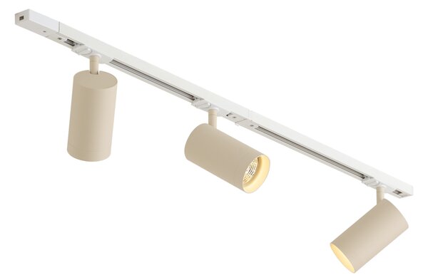 Sistema di illuminazione a binario moderno con 3 faretti bianco e beige 1 fase GU10 70mm - Iconic Jeana Luxe