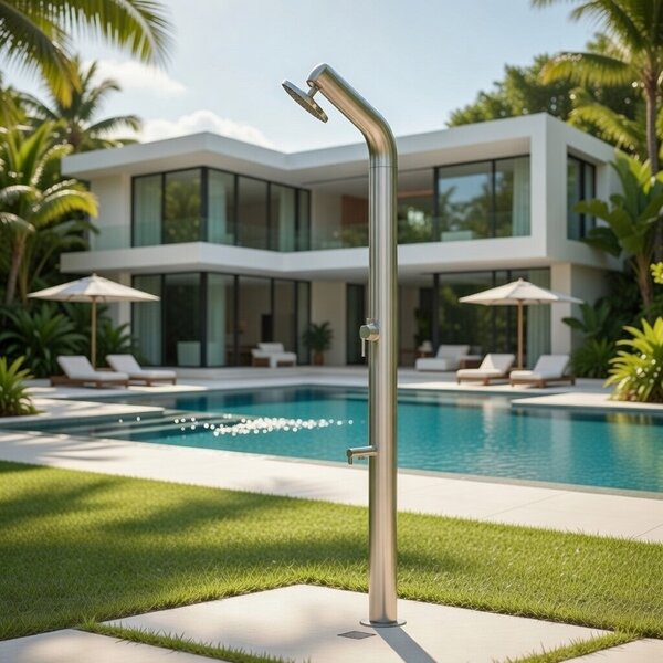 Doccia da Giardino Miscelatore e Lavapiedi ATI Docce UNI-1M Inox Anodizzato