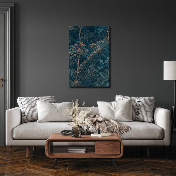 Quadro su tela – Foresta botanica scura con fiori