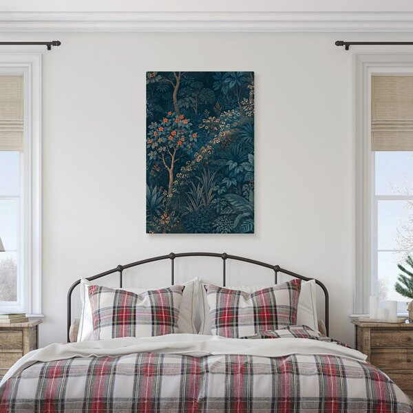 Quadro su tela – Foresta botanica scura con fiori