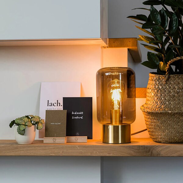 Lampada da tavolo di design in ottone con vetro fumé - Bliss Cute