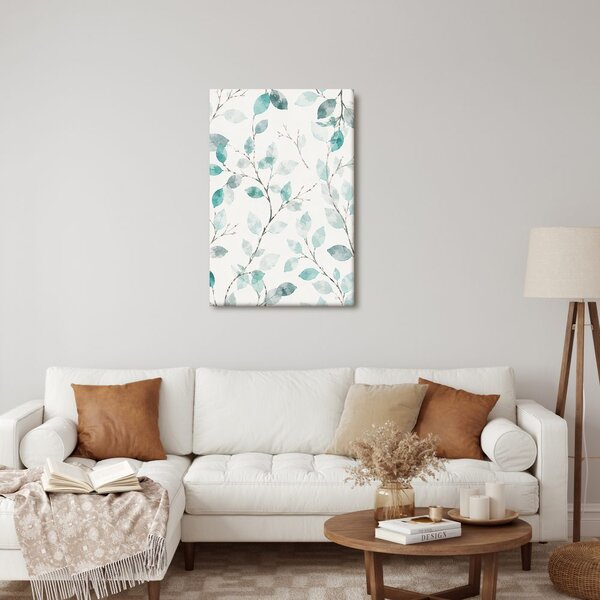Quadro su tela – Delicate foglie turchesi
