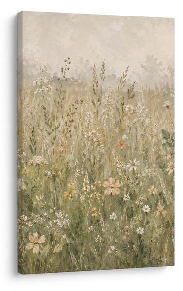 Quadro su tela – Prato estivo fiorito dai toni pastello