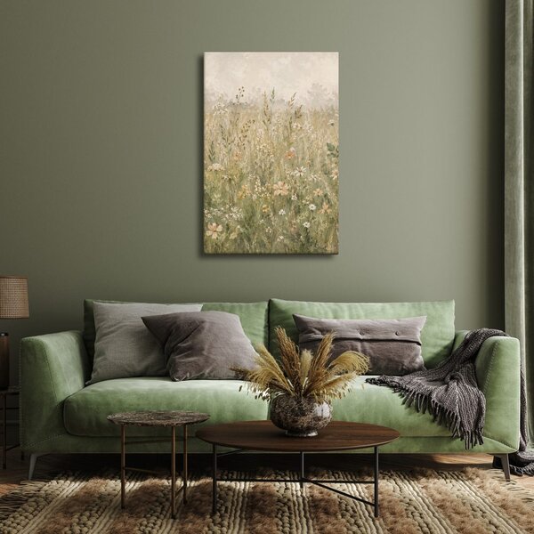 Quadro su tela – Prato estivo fiorito dai toni pastello