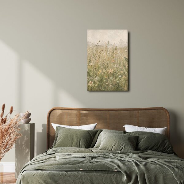 Quadro su tela – Prato estivo fiorito dai toni pastello