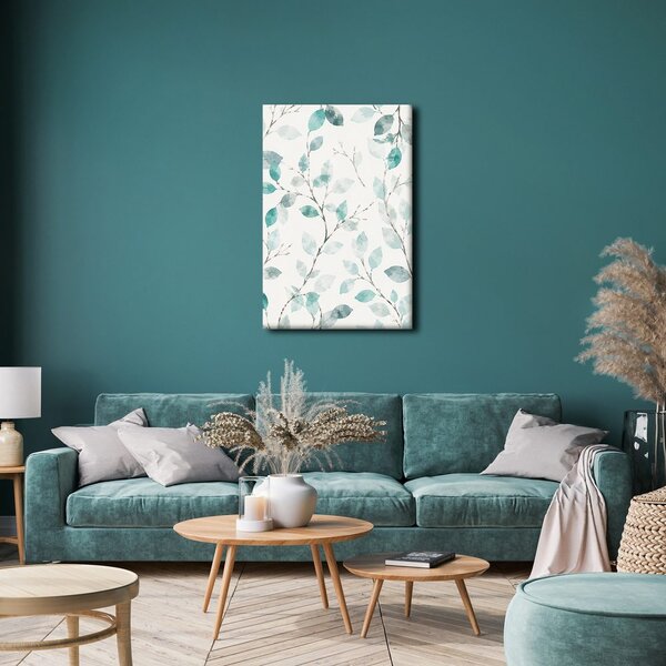 Quadro su tela – Delicate foglie turchesi