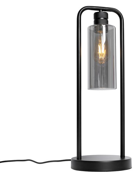 Lampada da tavolo moderna nera con vetro fumé - Stavelot