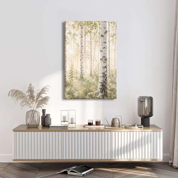 Quadro su tela – Delicato bosco di betulle bianche