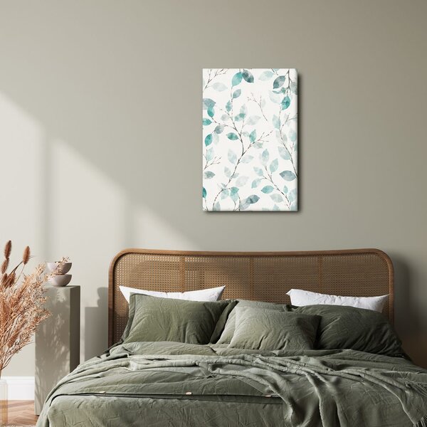 Quadro su tela – Delicate foglie turchesi