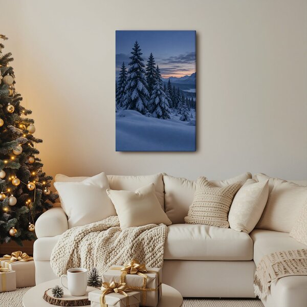 Quadro su tela – Abeti sognanti sul lago