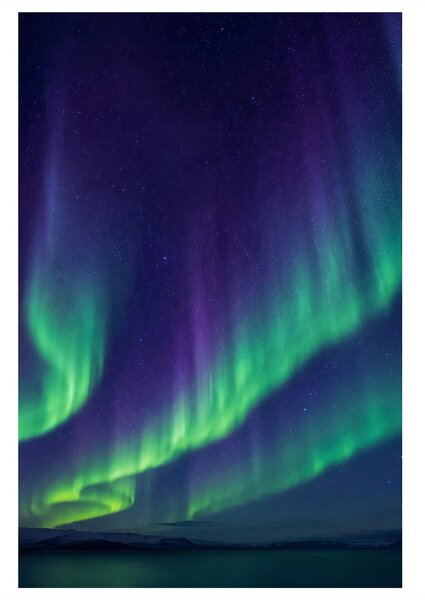 Quadro su tela – Bagliore verde e viola nel cielo notturno