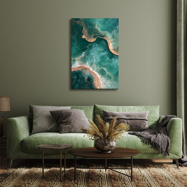 Quadro su tela – Laguna marina astratta effetto marmo