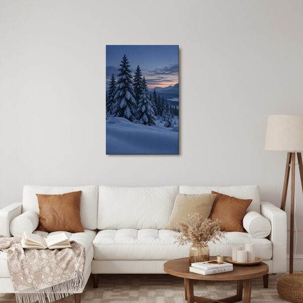 Quadro su tela – Abeti sognanti sul lago