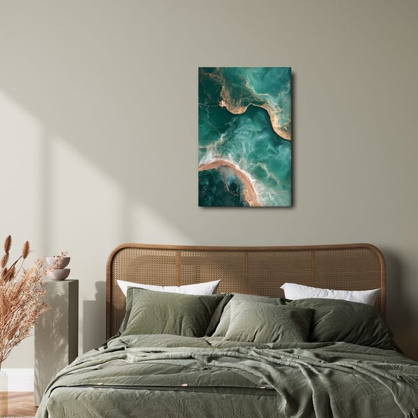 Quadro su tela – Laguna marina astratta effetto marmo