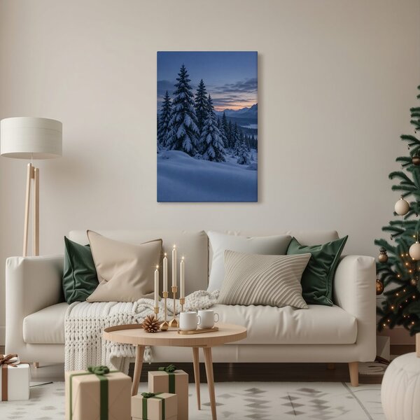Quadro su tela – Abeti sognanti sul lago
