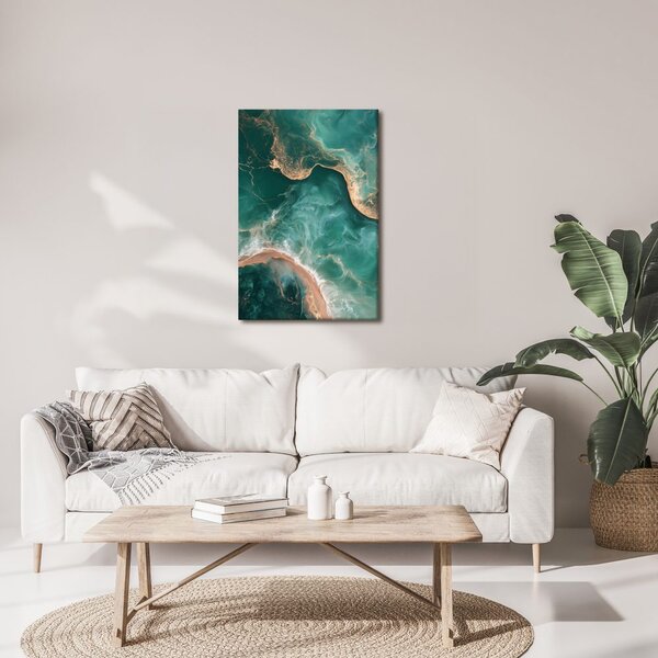Quadro su tela – Laguna marina astratta effetto marmo