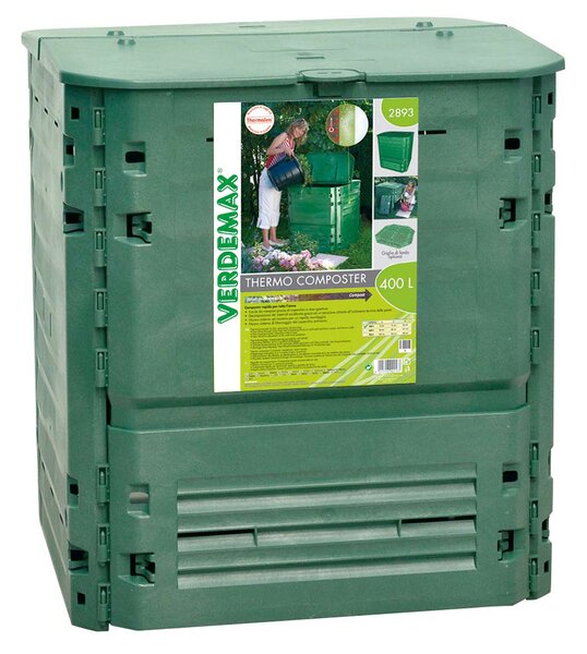 Compostiera da Giardino 400L 74x74xH84cm Rama Thermo-King Verde