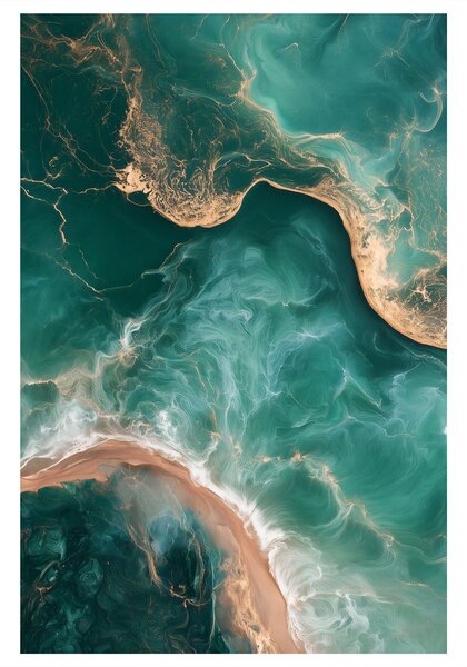 Quadro su tela – Laguna marina astratta effetto marmo