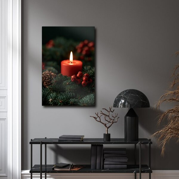 Quadro su tela – Luce dell’Avvento tra le pigne
