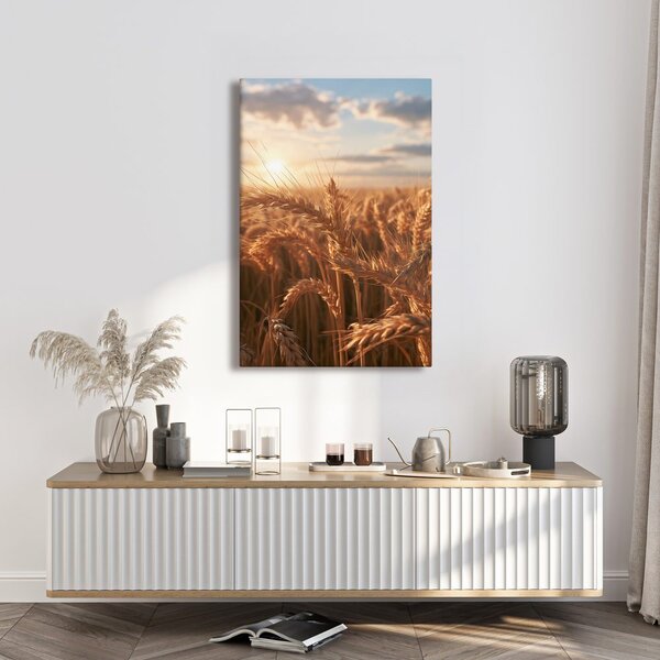 Quadro su tela – Spighe di grano nella luce serale
