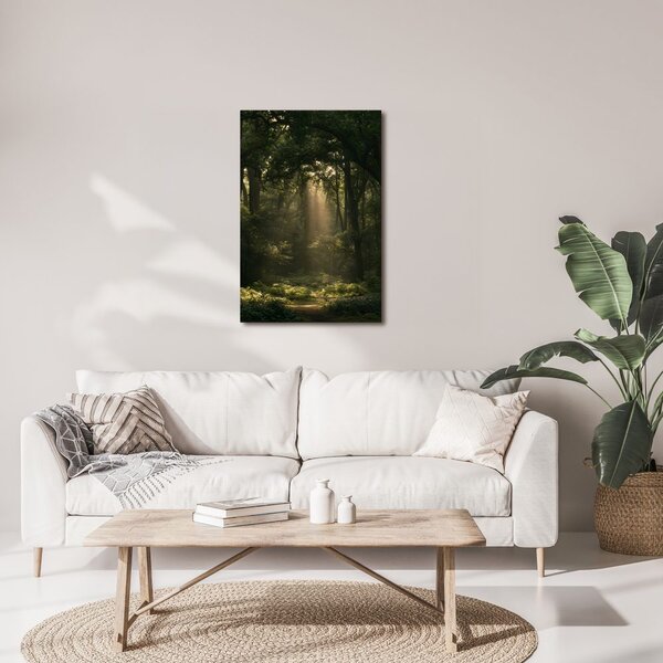 Quadro su tela – Luce misteriosa del mattino nel bosco
