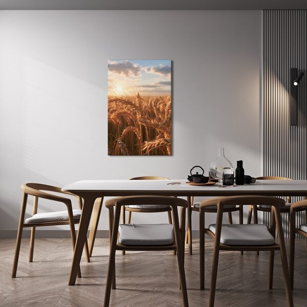 Quadro su tela – Spighe di grano nella luce serale