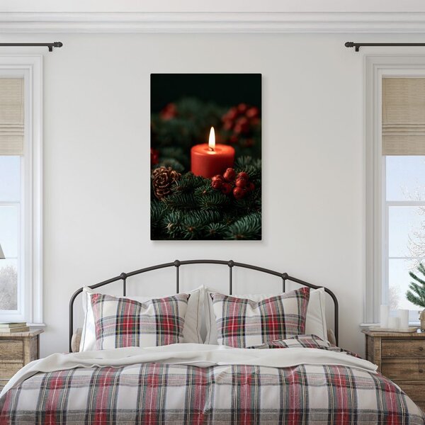 Quadro su tela – Luce dell’Avvento tra le pigne