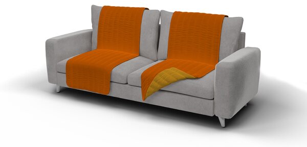 Copriseduta Divano Trapuntato in Microfibra Doubleface Arancio/Giallo